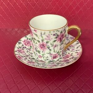Vintage circa 1940’s floral, Demitase cup, and saucer